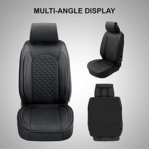 Elantrip Front Car Seat Cover Luxury Faux Leather Pocket with High Density Foam Non-Slip, Waterproof, Suitable for Cars, Trucks & SUVS (2PC Black) - size: Front Seat Covers