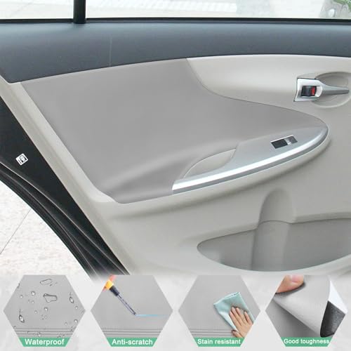 4PCS Door Panel Armrest Cover Compatible with Toyota Corolla 2009-2013 Front and Back Vinyl Leather Insert Cards Protector Trim Gray (Only Leather Part)