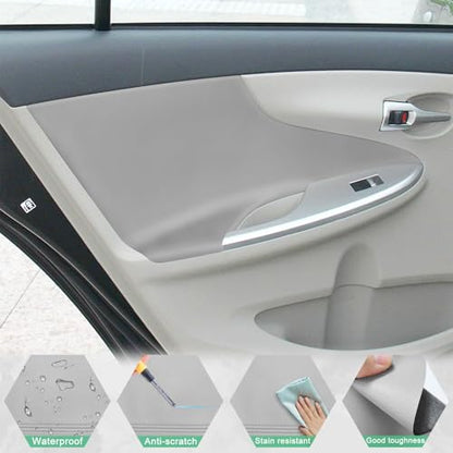 4PCS Door Panel Armrest Cover Compatible with Toyota Corolla 2009-2013 Front and Back Vinyl Leather Insert Cards Protector Trim Gray (Only Leather Part)