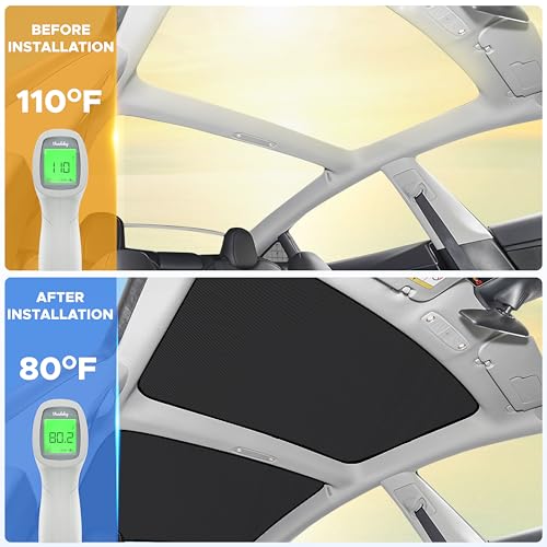 Econour Tesla Model Y Roof Sunshade, Panoramic Roof Window Insulation UV Rays Protection Sun Shade for 2020 2021 2022 2023 Tesla Model Y Accessories - size: Tesla Model Y Roof