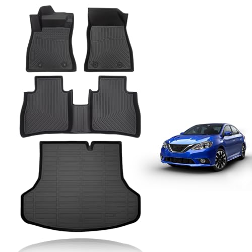 All Weather Car Floor Mats & Cargo Liner Set Fit for Nissan Sentra 2014 2015 2016 2017 2018 2019 Floor Liners Trunk Liner Sentra Cargo Mat Accessories Black - style: 4)For Nissan Sentra 2014-2019 Full Set
