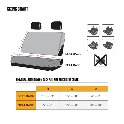 Carhartt Universal Nylon Duck Canvas Automotive Bench Seat Covers, Durable Fitted Full-Size Bench Seat Protection with Rain Defender, Black - color: Black