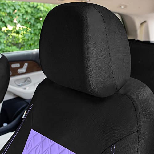 Universal Fit Diamond Stitched Flat Cloth Car Seat Covers Full Set - Purple - color: Purple