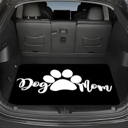Universal Car Trunk Mat 29" x 39", Mom Paw Print All Weather Trunk Protection Cargo Liner, Durable Cargo Mat Rear Trunk Liner, Stylish Vehicle Interior Accessories Suitable for Most Car Models - color: Mom Paw Print