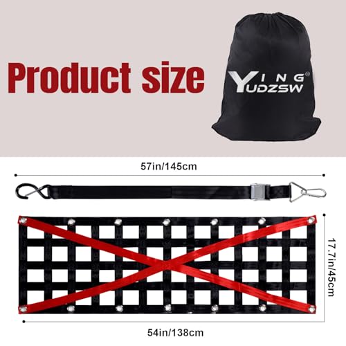 Truck Tailgate Net Extendable Durable Heavy Duty Tailgate Cargo Net for Truck Bed 54"x17.7" with 4 Adjustable Buckle Straps Suitable for Pickup,Trailer,Boat,SUV - size: 54"x17.7"