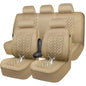 CAR PASS Neoprene Waterproof Seat Covers Full Sets, Wetsuit Car Seat Covers 5 Seats Universal Fit for Vans, Truck, SUV, 3D Tyre Embossed Seat Covers Anti Slip with Armrests, Aibag Compatible All Beige - color: all Beige Neoprene, size: Full sets