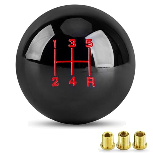 5 Speed Car Racing Gear Shift Shifter Knob, Resin Polished Round Ball Shift Knob with 3 Adapters Compatible with Manual Car (Mini Black 5) - color: 5 Speed Mini(Black)