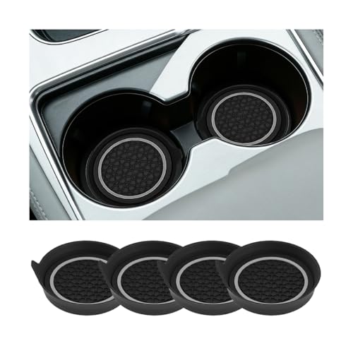4PCS Car Cup Holder Coasters, Dustproof Non-Slip Vehicle Water Bottle Mat Insert Cushion, Shockproof Auto Interior Drink Cup Holder Decor Pad, Universal Fit (Gray) - color: Gray
