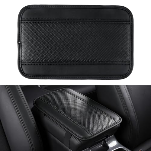 Amiss Car Center Console Cover, Upgraded Leather Car Armrest Cushion, Universal Waterproof Cushion Pad, Non-Slip Car Interior Accessories, Fits Most Sedans SUVs Trucks (Black Line) - color: black-line, size: Without Storage