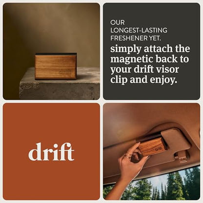 Drift Car Air Freshener – Premium Magnetic Visor Clip Scent Diffuser Featuring Sustainably Sourced Wood and Natural Essential Oils, Luxury Auto Accessories Gifts – Cabana Scent Starter Kit