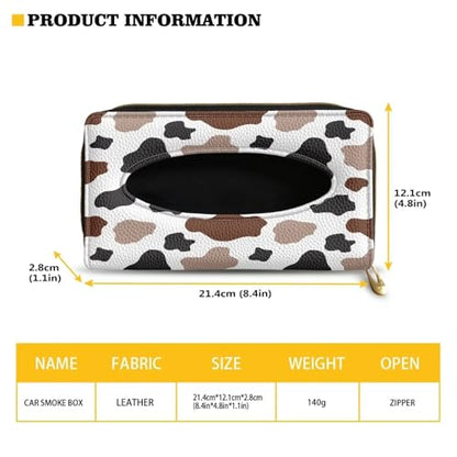 Biyejit Car Tissue Holder, Brown Black Cow PU Leather Tissue Holder, Durable Sun Visor Tissue Holder Napkin Holder, Car Backseat Tissue Case Dispenser, 1 Pack - color: Brown Black Cow, size: 1 Pack