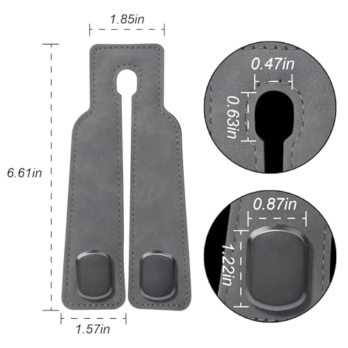 Purse and Bag Hook for Car, Zinc Alloy Seat Headrest Hooks, Upgraded Leather Car Seat Back Purses Hanger and Bags Holder (Grey, 2Pack) - color: Gray