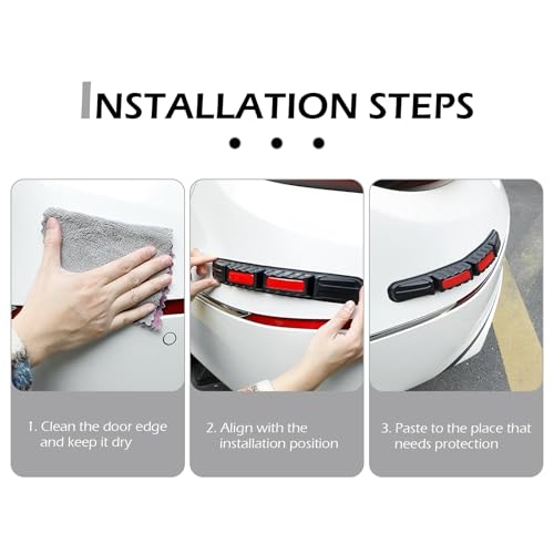 2 PCS Car Bumper Guard Strip, Anti-Collision Foldable Bumper Protector Trim with Strong Reflective Patch, 9.6" x 0.45" Car Door Edge Guards, Universal Car Night Safe Drive Accessories (White)