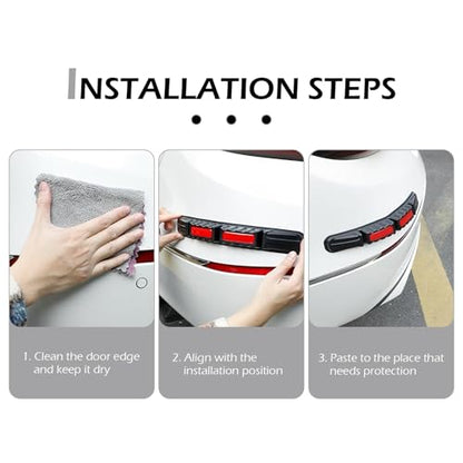 2 PCS Car Bumper Guard Strip, Anti-Collision Foldable Bumper Protector Trim with Strong Reflective Patch, 9.6" x 0.45" Car Door Edge Guards, Universal Car Night Safe Drive Accessories (White)