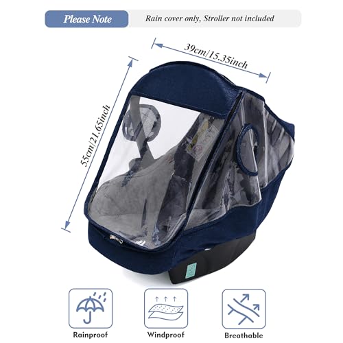 Miracle Baby Car Seat Rain Cover, Universal Infant Car Seat Weather Shield with Storage Bag,Waterproof Baby Car Seat Cover with Breathable Ventilation, Baby Travel Accessories (Navy Blue) - color: Navy Blue