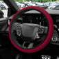 Elastic Stretch Steering Wheel Cover, Steering Wheel Protector, 15 Inch Anti-Slip Breathable Microfiber Ice Silk Protection, Easy Carry, Warm in Winter & Cool in Summer for Cars (Wine Red) - color: Wine Red