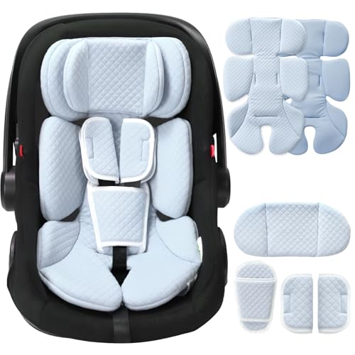 Infant Car Seat Insert Adjustable Head Support for Preemie Newborn Toddler, Reversible Baby Head Body Support Cushion for Carseats and Strollers Side Impact Protection - Light Blue - color: Light Blue