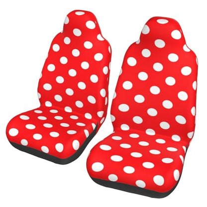 Red White Polka Dot Front Seat Covers 2 Pack, Vehicle Seat Protector Car Mat Covers, Fit Most Bucket Seats - color: Red White Polka Dot