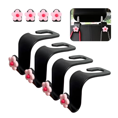 Augeny 8 PCS Car Seat Headrest Hook, Auto Seat Hook Hanger Storage Organizer, Adhesive Hooks for Purse Coat Umbrella Grocery Bag, Universal Interior Accessories for All Vehicles (Pink) - color: Pink