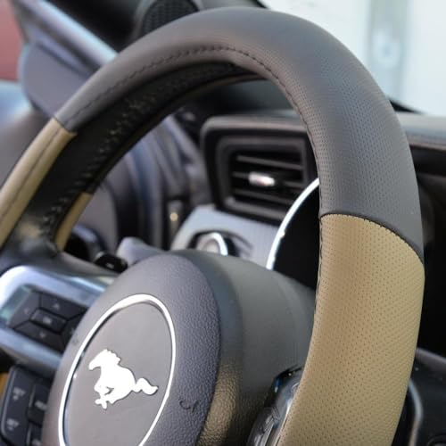PU Leather Car Seat Covers w/Two-Tone Carpet/Vinyl Trim Car Floor Mats – Front and Back Split Bench Seat Covers, Steering Wheel Cover, Floor Mats(Black/Beige) - color: Beige