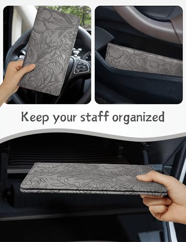 Mymazn Car Registration and Insurance Holder, PU Leather Glove Box Car Organizer with Magnetic Closure, Car Document Holder for Driver's License & Essential Documents (Dark Grey) - color: Dark Grey