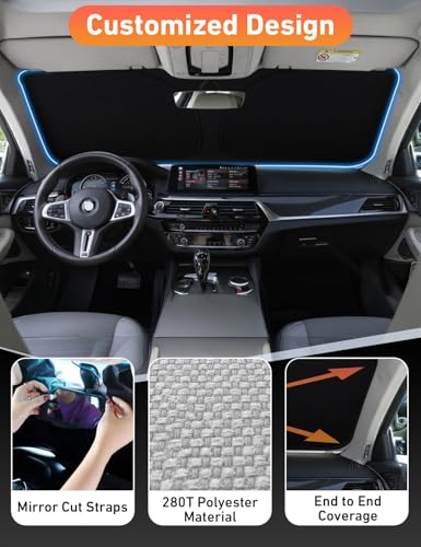 EcoNour Windshield Sunshade Compatible for Mazda 3 2010-2011 2012 2013, Sun Visor for Front Windshield & Window Sun Shade Cover, UV Heat Blocker & Protector, Car Accessories - size: For Mazda 3 (2010-2013)