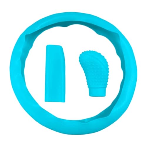 3PCS Silicone Car Steering Wheel Cover Set - Includes Car Handbrake Cover & Gear Shift Cover & Anti-Slip Steering Wheel Protector, Universal Auto Interior Decoration for Most Cars (Blue) - color: Blue
