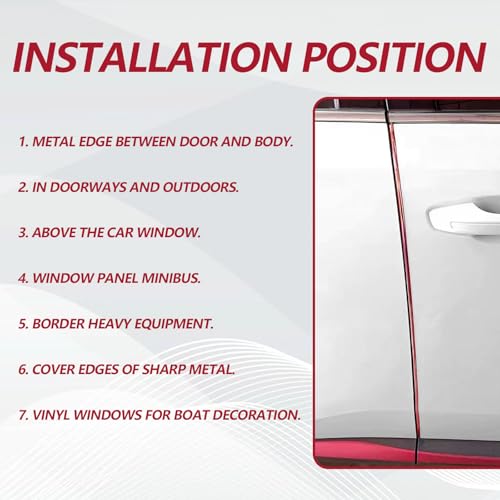 16FT (5M) Car Door Edge Protector, Universal U Shape Trim Molding Rubber Seal Protector with Fits Most Cars (Red) - color: Red