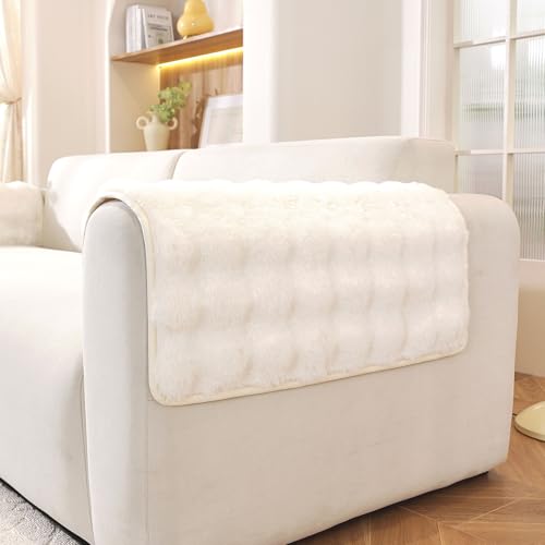 Waterproof Dog Bed Cover Non Slip Couch Covers for Dogs Washable Soft Faux Fur Sofa Cover Couch Covers for 3 Cushion Couch Sofa Pet Friendly (Off White, 24" x 24" 2 Pack) - color: Off White, size: 24" x 24" 2 Pack