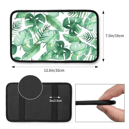 Tropic Leaf Auto Center Console Armrest Cover Pad, Universal Fit Waterproof Comfort Car Armrest Cushion for Most Vehicle SUV Truck - color: Tropic Leaf