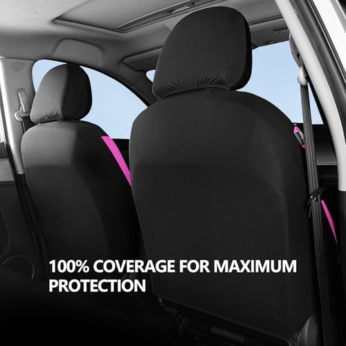 HChengkikz Car Seat Covers Full Set, Waterproof Neoprene Seat Covers, Airbag Compatible, Universal All Season Automotive Seat Covers for Most Cars, SUVs, Trucks (Black + Pink) - color: Black Pink, size: Full Set