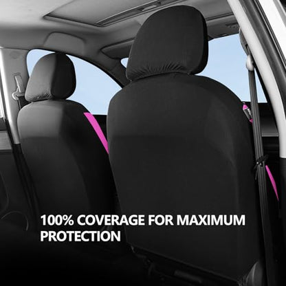 HChengkikz Car Seat Covers Front Seat, Waterproof Neoprene Car Seat Covers, Airbag Compatible, All Season Protection Universal Fit Most Cars, Trucks, SUVs (Black + Pink) - color: Black Pink, size: Two Front