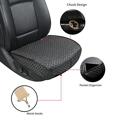 2 Pack Bottom Car Seat Cover with Storage Pocket,Breathable Car Seat Protector,Luxury Front Seat Cover，Anti-Skid Four Seasons General, fits Most Vehicles.(Black,2PCS) - color: Black-2PCS