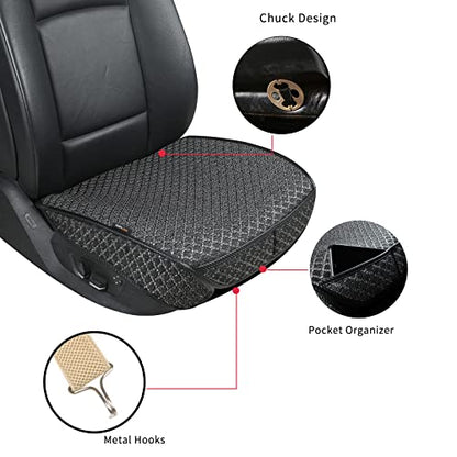 2 Pack Bottom Car Seat Cover with Storage Pocket,Breathable Car Seat Protector,Luxury Front Seat Cover，Anti-Skid Four Seasons General, fits Most Vehicles.(Black,2PCS) - color: Black-2PCS