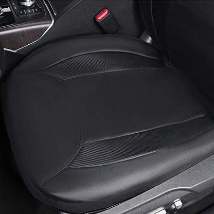 Flying Banner car seat Covers Protects Water Proof Faux Leather Carbon Fiber Front and Rear Bench (Black Black, Full Set - 9PCS) - color: Solid Black, size: Full Set -- 9PCS
