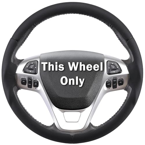 Steering Wheel Cover for Ford Explorer 2011-2019/ Edge 2011-2014/ Flex 2013-2019/ Taurus 2013-2019 Car Steering Wheel Cover Accessories Protector (Perforated Black Leather) - color: Perforated Black Leather, size: For Explorer 2011-2019