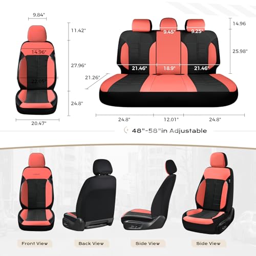 Coverado Leather Seat Covers Front and Rear Seat Cover 5 Seats Automotive Waterproof Car Seat Covers Universal Fit for Most Cars SUV Trucks, Red&Black - color: RedB, size: FullSet