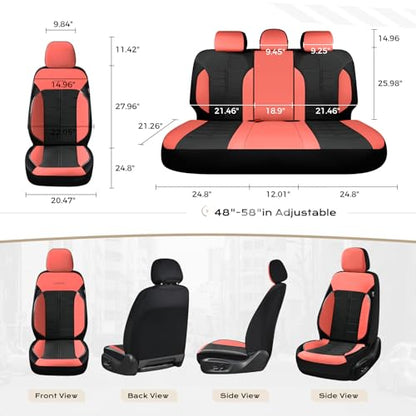 Coverado Leather Seat Covers Front and Rear Seat Cover 5 Seats Automotive Waterproof Car Seat Covers Universal Fit for Most Cars SUV Trucks, Red&Black - color: RedB, size: FullSet