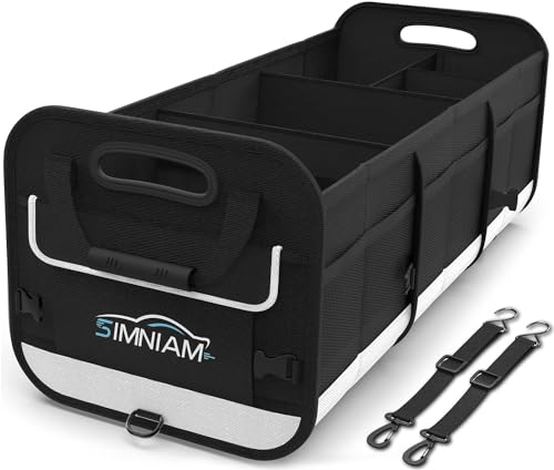 Large Car Trunk Organizer - with 5 Compartments Trunk Organizers and Storage SUV, Reinforced Handle, Securing Straps, Trunk Organizer Available for Car, SUV, Truck, Minivan