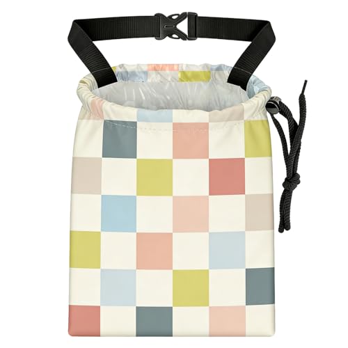 Colored chessboard Car Trash Bag - Waterproof Car Trash Bag Hanging Leakproof Car Garbage Bag - Washable Reusable Trash Bag For Car Interior Hanging Organizer Storage Vehicle Travelling Camping - color: Colored Chessboard