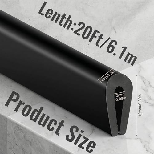 Rubber U Channel Edge Trim, Door Seal Strip, Fits Edge up to 1/16 Inch (1. 6mm) U Shape Weather Stripping(20 Feet,Black) - color: Black, size: 20 Feet