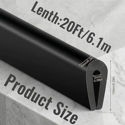 Rubber U Channel Edge Trim, Door Seal Strip, Fits Edge up to 1/16 Inch (1. 6mm) U Shape Weather Stripping(20 Feet,Black) - color: Black, size: 20 Feet