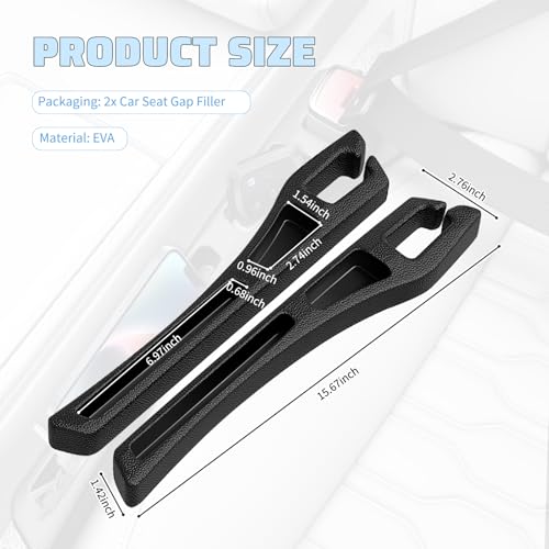 2PCS Car Seat Gap Filler Organizer,Upgraded Car Side Seat Gap Fillers with Dual Slot Design,in Between Cars Seats Catcher Cars Accessories for Filling 1.3-1.4 Inch Gaps