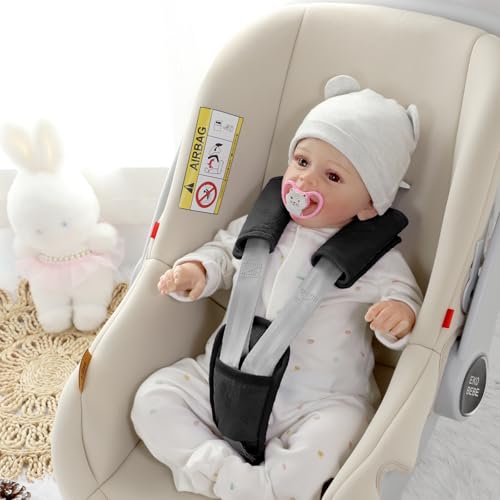 SWESEN Baby Car Seat Strap Covers, 3 Piece Soft Car Seat Strap Shoulder Pads for Baby Girls Boys, Double-Sided Use carseat Straps Covers for Stroller, Car Seats, Pushchair, Black - color: Black