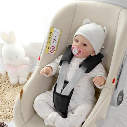 SWESEN Baby Car Seat Strap Covers, 3 Piece Soft Car Seat Strap Shoulder Pads for Baby Girls Boys, Double-Sided Use carseat Straps Covers for Stroller, Car Seats, Pushchair, Black - color: Black