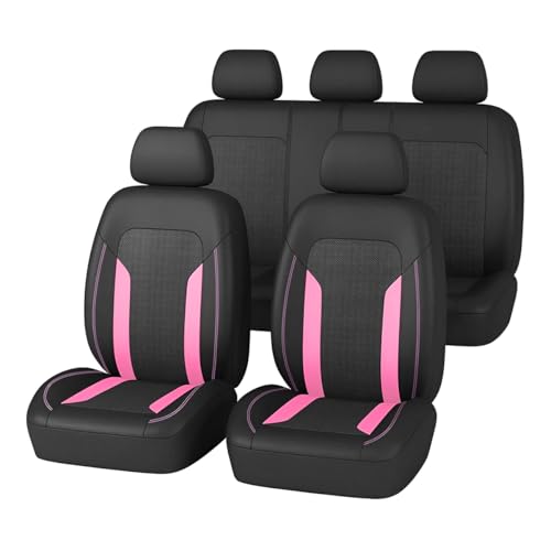 Bittwee Car Seat Covers Full Set, Breathable Automotive Front Seat Headrest Covers, Waterproof Comfortable Vehicle Seat Headrest Protection Accessories, Universal Fit (Pink) - color: Pink, size: Full Set