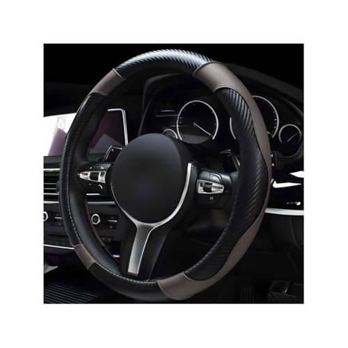 povtii Car Steering Wheel Cover, 15 Inch Leather Breathable Auto Steering Wheel Protector, Comfortable Non-Slip Vehicle Steering Wheel Covers, Universal Car Accessories (Gray, with Lining) - color: Gray, With Lining