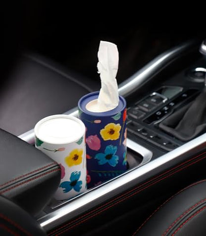 Winoo Design Small Car Tissues Holder - 4PK Facial Tissues - Travel Tissue Tubes Box - Car Cup Holder - 200 Sheets