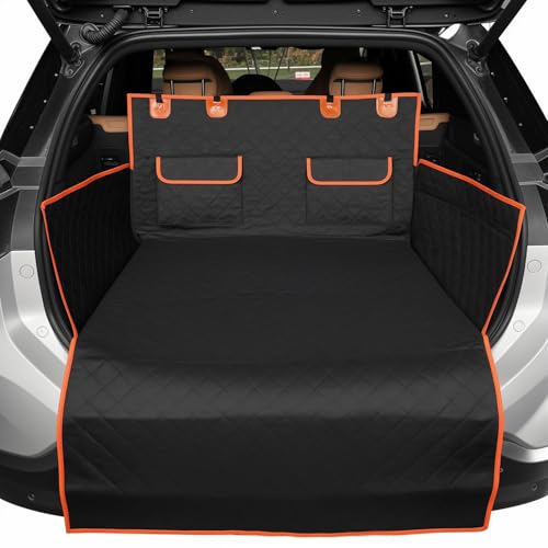 IVY&LANE SUV Cargo Liner for Dogs,Waterproof Trunk Cover Dog Car Seat Mat for SUVs Sedans Vans with Bumper Flap Protector,Non-Slip,Large Size Universal Fit,Black - color: Black
