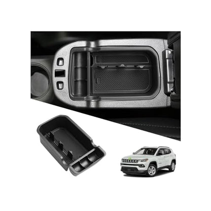 Ruiya 2017-2021 Compass Center Console Organizer for Jeep Compass Accessories ABS Material Armrest Console Glove Tray Compatible with 2017 2018 2019 2020 2021 Jeep Compass - color: 2017-2021 Jeep Compass
